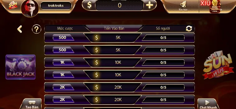 Black Jack Tại SunWin Chinh Phục Con Số 21 Nhận Thưởng Khủng Uy Tín Nhất 2026