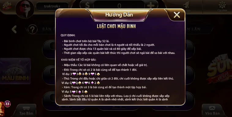 Mậu Binh Tại SunWin Sảnh Bài Trí Tuệ Đỉnh Cao Với Tỷ Lệ Trả Thưởng Cực Khủng
