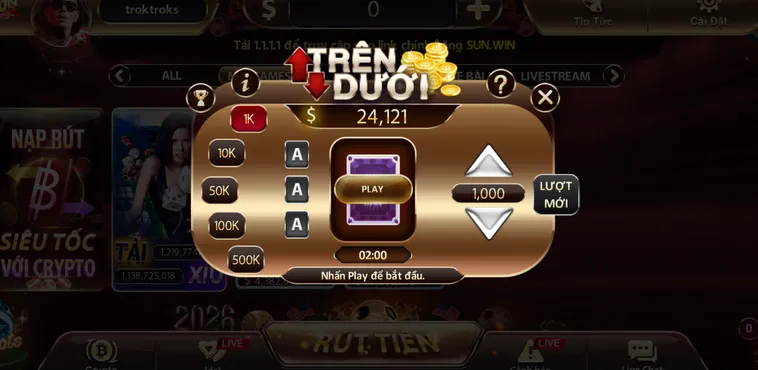 Minigame Trên Dưới Tại SunWin Đẳng Cấp Dự Đoán Nhận Thưởng Cực Khủng 2026