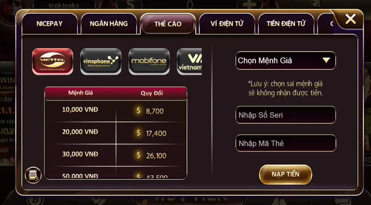 Hướng Dẫn Nạp Tiền SunWin qua thẻ cào an toàn tiện lợi nahnh chóng.