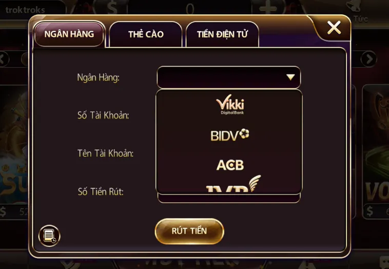 Quy Trình Rút Tiền qua tài khoản ngân hàng tại cổng game Sunwin.